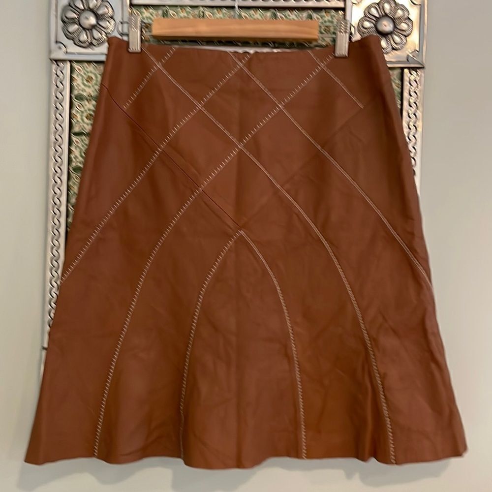 NEW FRONTIER Caramel Leather Skirt Size 8. New w/tags. Western, RODEO.